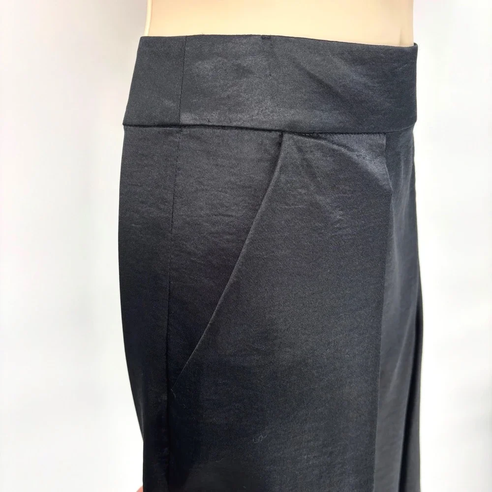 Robert Rodriguez Womens Black Satin Wide Leg Culottes Pleated Shorts Sz 10